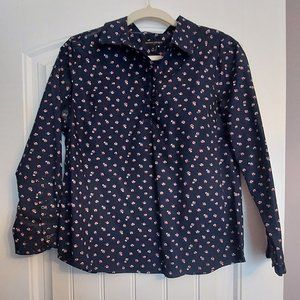 Gently Used Medium Banana Republic Half Placket Button Blouse 100% Cotton